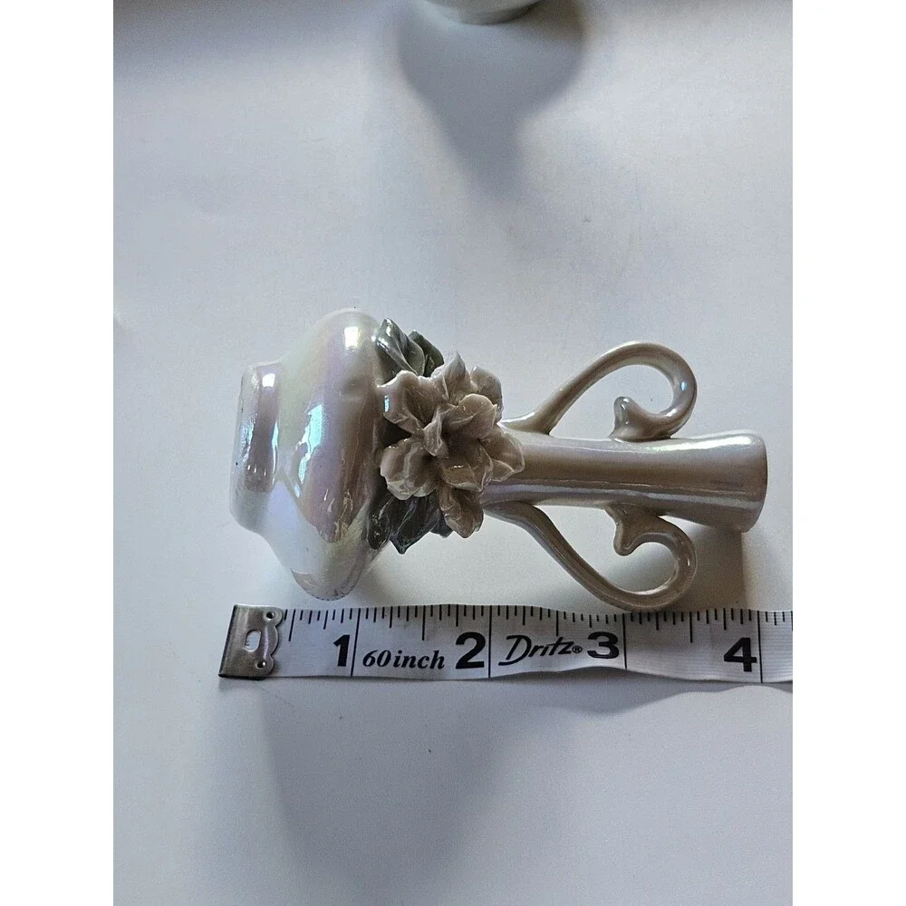 Vintage Iridescent Lusterware Bud Vase Heart Handle Shape Wedding Princess Core